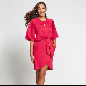 Red Tie Front Shift Dress Size L